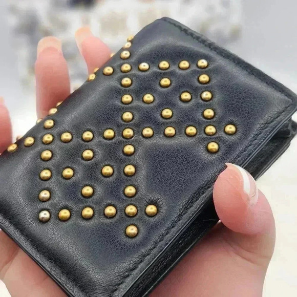 Dior Black Leather Studded Flap Card Holder - Picture 6 of 16